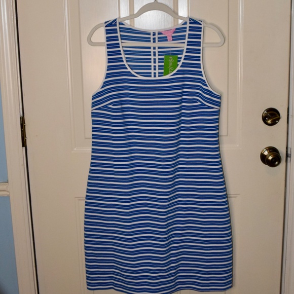 Lilly Pulitzer Lyla Shift Bay Blue Ottoman Stripe Size XL NEW BNWT - Picture 1 of 5